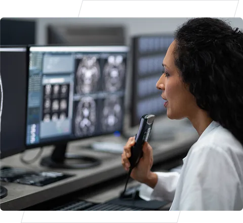 A GTR radiologist dictating a report